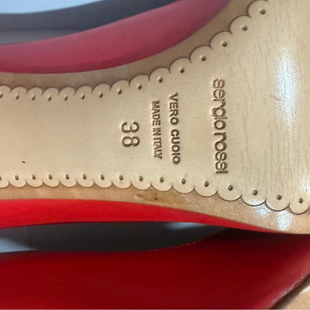 Sergio Rossi Red Pointed Toe Stiletto Pumps - Picture 5 of 5